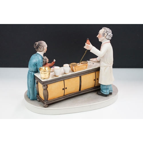 50 - Capodimonte porcelain Italian figurine of 'Il Farmacist', hand signed, together with a large chemist... 