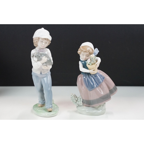 54 - Collection of ten Lladro Nao pieces to include children, geese and cherub examples and a Lladro coll... 