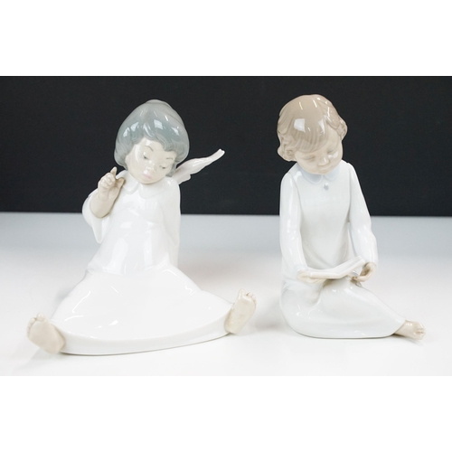 54 - Collection of ten Lladro Nao pieces to include children, geese and cherub examples and a Lladro coll... 