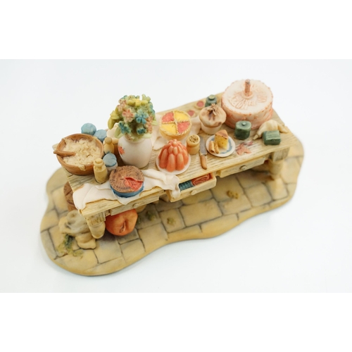 55 - Large assortment of figurines to include Border Fine Arts Brambly Hedge 'Poppie's babies clock', 'Fl... 