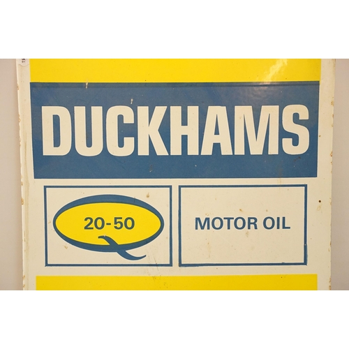 312 - Duckhams 20-50 Motor Oil advertising enamel sign and thermometer, by Burnham, London, 91.5 x 33cm