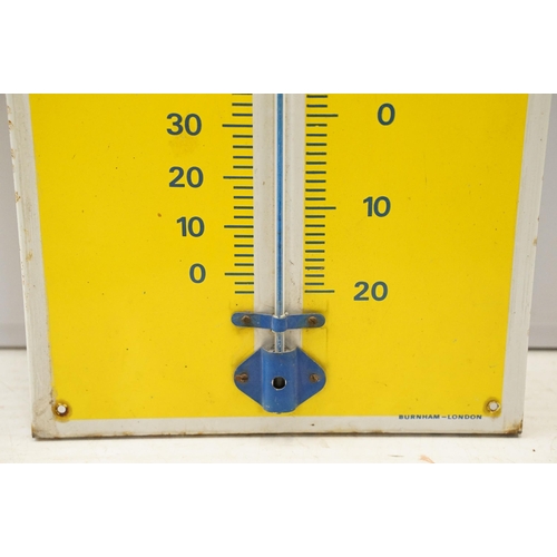 312 - Duckhams 20-50 Motor Oil advertising enamel sign and thermometer, by Burnham, London, 91.5 x 33cm