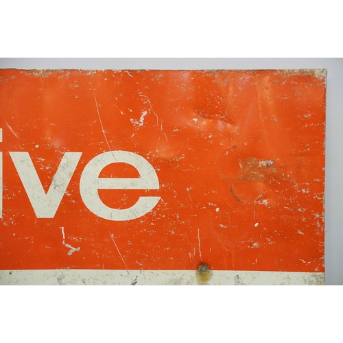 313 - We give Green Shield stamps painted metal sign, 75.5 x 60.5cm (excluding folded sections)