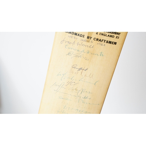 383 - Vintage Don Kenyon autograph handmade cricket bat signed by West Indies team, 1963, Australia, 1964,... 