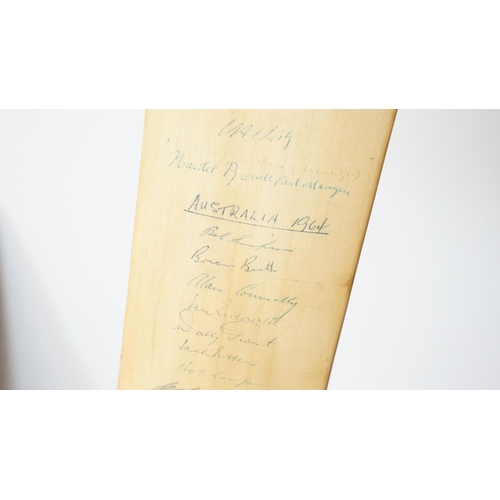 383 - Vintage Don Kenyon autograph handmade cricket bat signed by West Indies team, 1963, Australia, 1964,... 