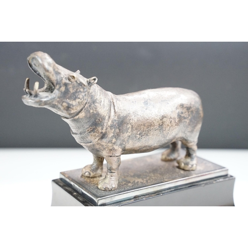 119 - Garrard & Co Ltd, 112 Regent Street W, silver plated model of a hippopotamus realistically modelled ... 