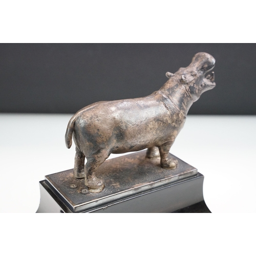 119 - Garrard & Co Ltd, 112 Regent Street W, silver plated model of a hippopotamus realistically modelled ... 