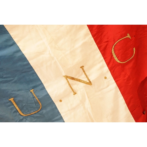 148 - Early 20th century French Union Nationale des Combattants flag, one side embroidered with 'Section d... 