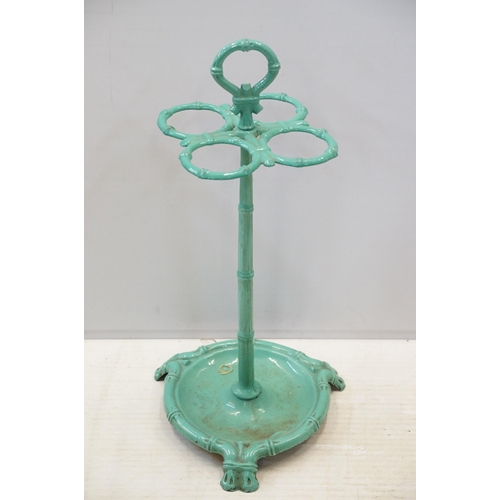 320 - Late 19th century French aesthetic movement wrought iron umbrella / stick stand, with four enclosure... 