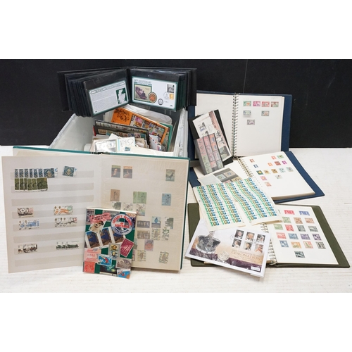 402 - Collection of assorted loose stamps and first day covers as well as three albums of 19th Century and... 