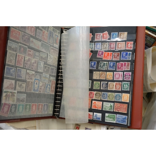 402 - Collection of assorted loose stamps and first day covers as well as three albums of 19th Century and... 