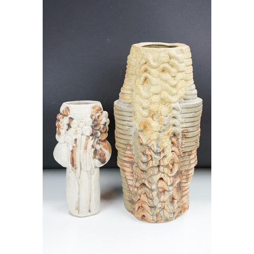 66 - Two vintage Bernard Rooke Pottery vases, tallest H 32cm, smallest H 22cm, together with six Stoke Ga... 