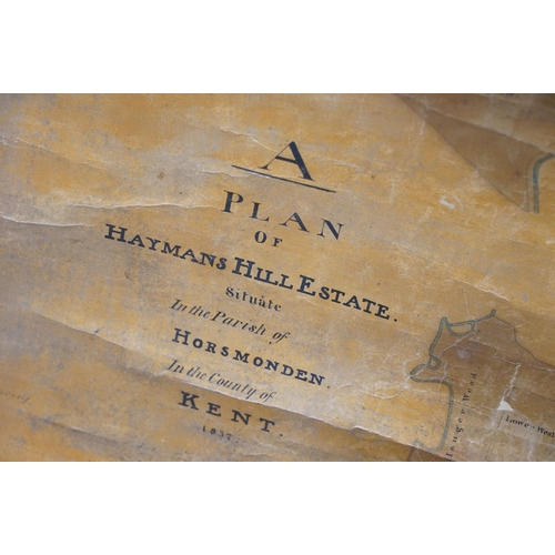 318 - Large hand painted canvas plan of Hillmans Hill Estate, in the Parish of Horsmonden, Kent