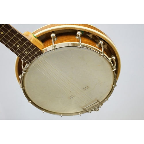 330 - Two banjos, one boxed and one in soft case, No makers marks