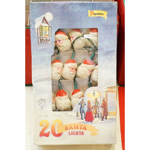 347 - Large selection of vintage Christmas Baubles (3 canvas boxes) and a set of Vintage Santa Claus strin... 