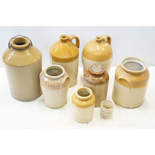 353 - Collection of seven large local stoneware jars, Bristol and Cheltenham examples, tallest 44cm