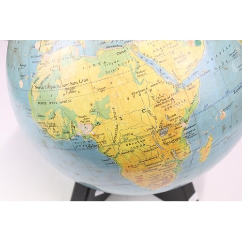 224A - Johnston's Physical political mid century globe on wooden block stand, 12inch diameter, approx. H 35... 