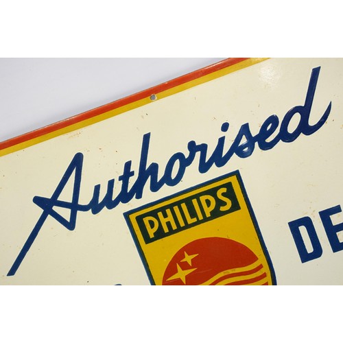 313A - Enamel Sign - Philips Authorised Radio Dealer sign having a white ground with blue lettering and red... 