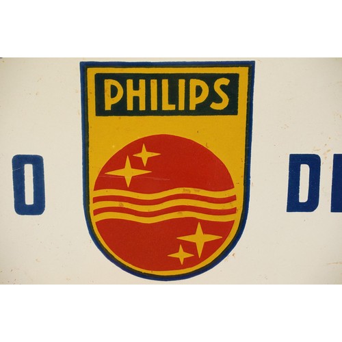 313A - Enamel Sign - Philips Authorised Radio Dealer sign having a white ground with blue lettering and red... 