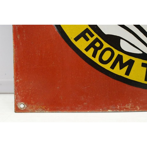 314A - Enamel sign - Fill Up With Shell having a red ground with clam shell design. Measures 46 x 46cm.