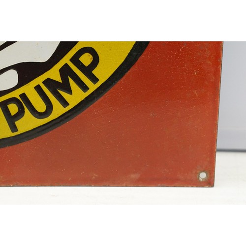 314A - Enamel sign - Fill Up With Shell having a red ground with clam shell design. Measures 46 x 46cm.