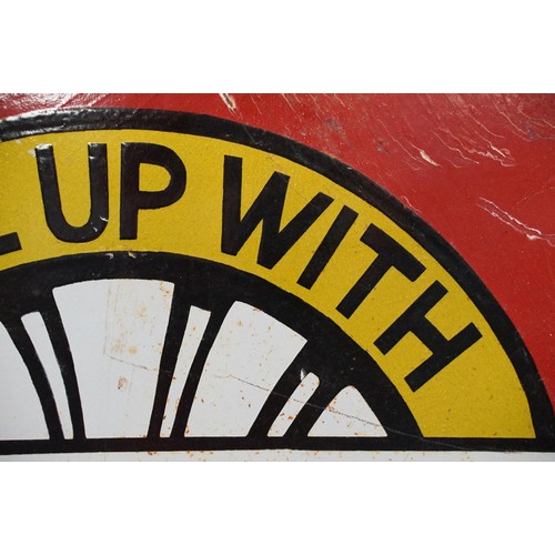 314A - Enamel sign - Fill Up With Shell having a red ground with clam shell design. Measures 46 x 46cm.