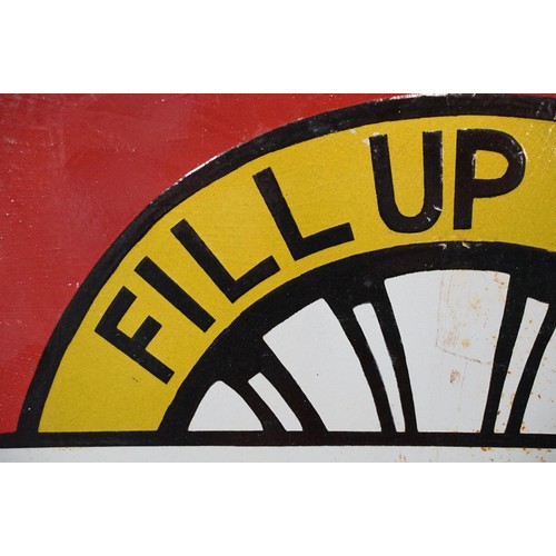 314A - Enamel sign - Fill Up With Shell having a red ground with clam shell design. Measures 46 x 46cm.