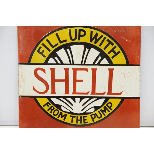 314A - Enamel sign - Fill Up With Shell having a red ground with clam shell design. Measures 46 x 46cm.