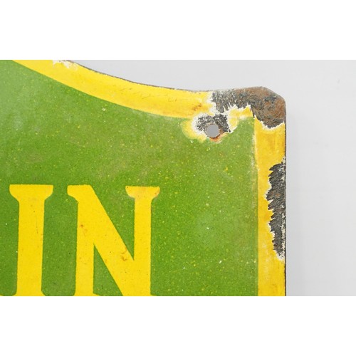 315A - Enamel Sign - Fountain Service Drink Coca - Cola of shield form with a green and red ground. Measure... 