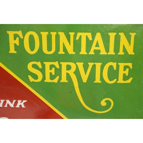 315A - Enamel Sign - Fountain Service Drink Coca - Cola of shield form with a green and red ground. Measure... 