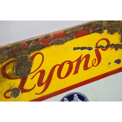 311 - Lyons Cooling News, 'We Sell Lyons' Ice Cream' enamel sign, 92 x 63cm