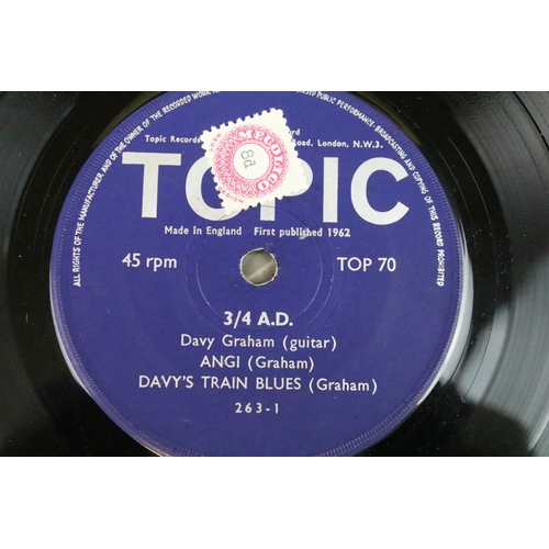 303 - Vinyl - Davy Graham, Alexis Korner ‎– 3/4 A.D. 7” E.P. on Topic Records TOP 70. UK 1962 pressing blu... 