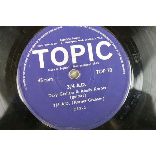 303 - Vinyl - Davy Graham, Alexis Korner ‎– 3/4 A.D. 7” E.P. on Topic Records TOP 70. UK 1962 pressing blu... 