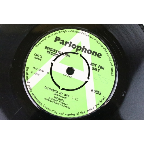 313 - Vinyl - 2 demo promo UK 7” singles by The Treetops to include: California My Way (Parlophone Records... 