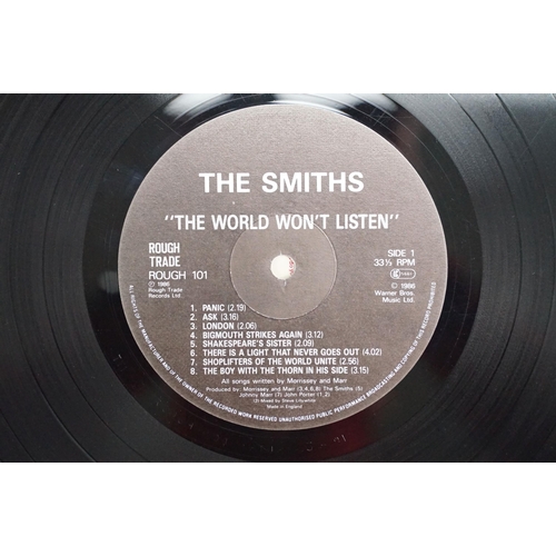 174 - Vinyl - 3 The Smiths LPs to include self titled (clear vinyl), Rank, The World Won't Listen. Ex over... 