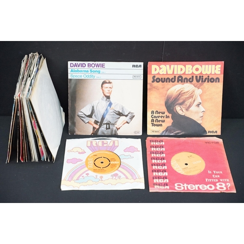 338 - Vinyl - 28 David Bowie 7” singles spanning his career including foreign pressings (German, South Afr... 