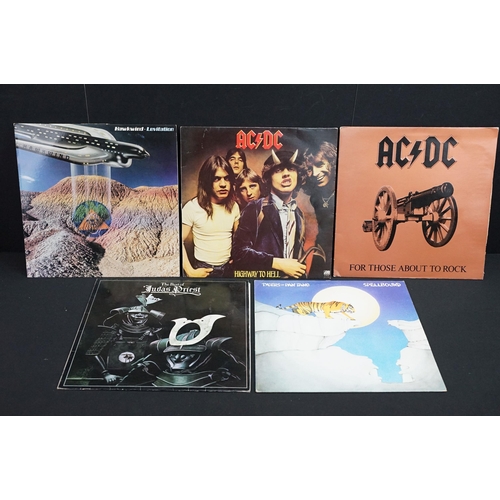 384 - Vinyl - 22 Rock LPs to include Led Zeppelin x 5, ACDC x 3, Hawkwind, Tygers Of Pan Tang, Judas Pries... 