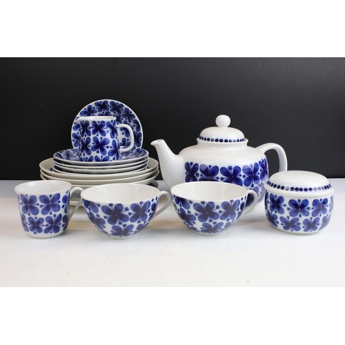 57 - Collection of Rorstrand vintage pattern blue and white floral retro tea service set to include one c... 