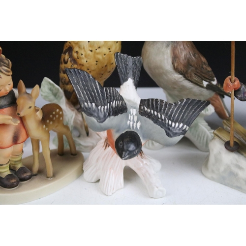 83 - Collection of Goebel ceramic figurines and birds to include Barn owl, Nuthatch, Bullfinch, Wren, Wax... 