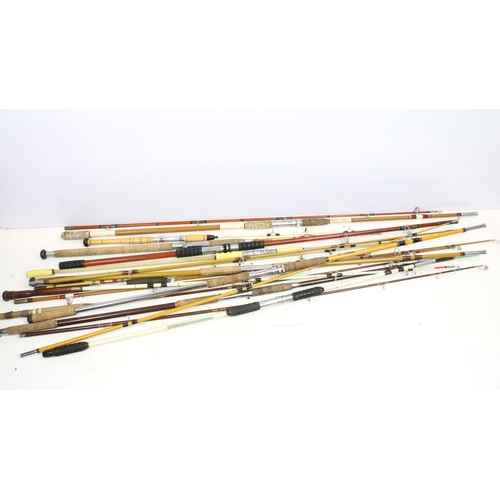 426 - Vintage selection of fishing rods to include, Canadian Major Rod 502, Elastiglas Marco, The Dover Se... 