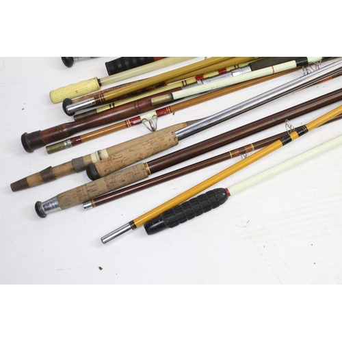 426 - Vintage selection of fishing rods to include, Canadian Major Rod 502, Elastiglas Marco, The Dover Se... 