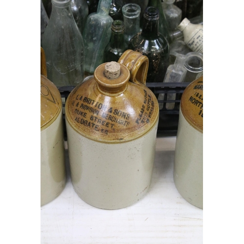 419 - Large collection of antique glass bottles and stoneware items, varying sizes to include Scott's Bolt... 