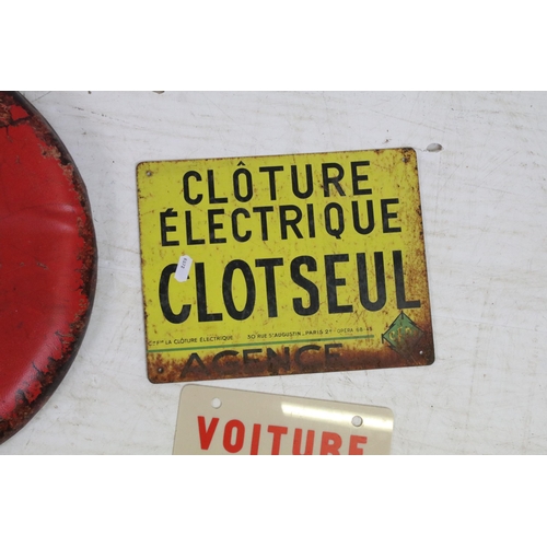 423 - Cloture Electrique Clotseul Agence metal sign, Voiture 16 & Voiture 35 signs, padded Classic garage ... 