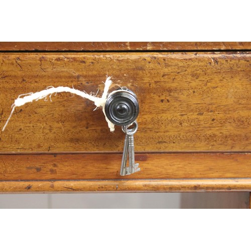 573 - Vixctorian mahogany twin pedestal desk, with an arrangement of nine drawers, some of the brass locks... 