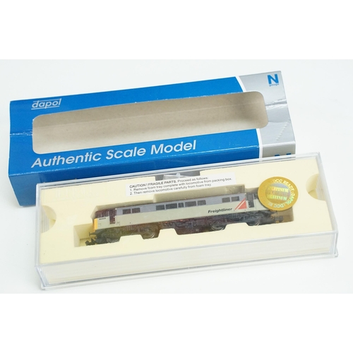 22 - Two cased Dapol N gauge locomotives to include ND099P Class 86 86606 Triple Grey Freightliner and 2D... 
