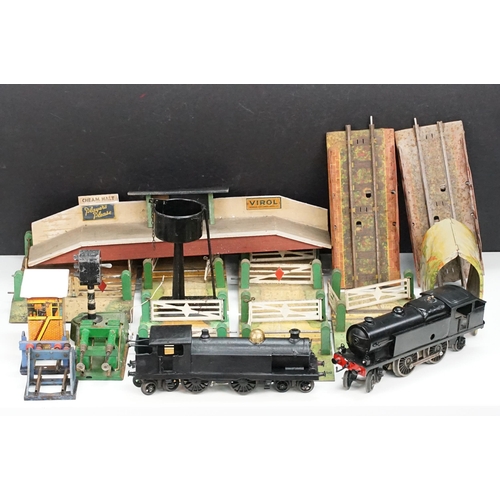 195 - Two Hornby O gauge clockwork locomotives to include 4-4-4 & 4-4-2, both with repainting, plus a quan... 