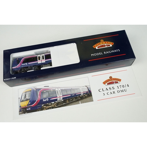 221 - Two boxed Bachmann OO gauge 3 Car DMU sets to include 32-911 Class 108 3 Car DMU BR green with yello... 
