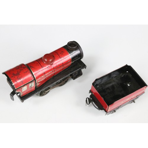 198 - Two Hornby O gauge clockwork locomotives to include Type 101 0-4-0 LNER 460 Tank Loco in green and T... 