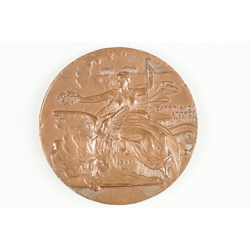 294 - 1906 Olympic bronze participant medal embossed with Victory presenting a laurel wreath and embossed ... 