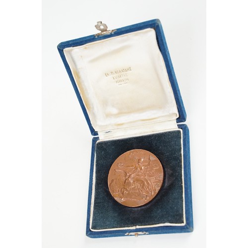 294 - 1906 Olympic bronze participant medal embossed with Victory presenting a laurel wreath and embossed ... 